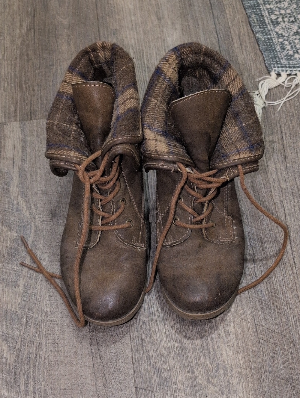 Rock & Candy Brown Lace-Up Foldover Boots